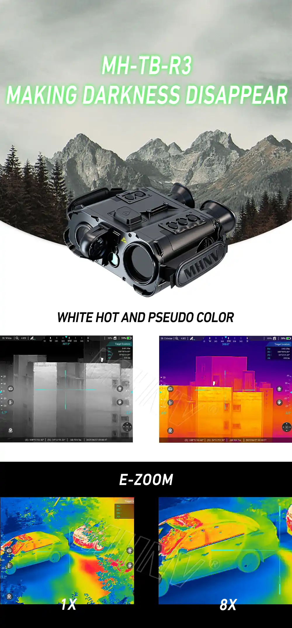 MH-TB-R3|Professional High Quality Long Range Infrared Imaging Thermal Night Vision Binoculars with Range Finder