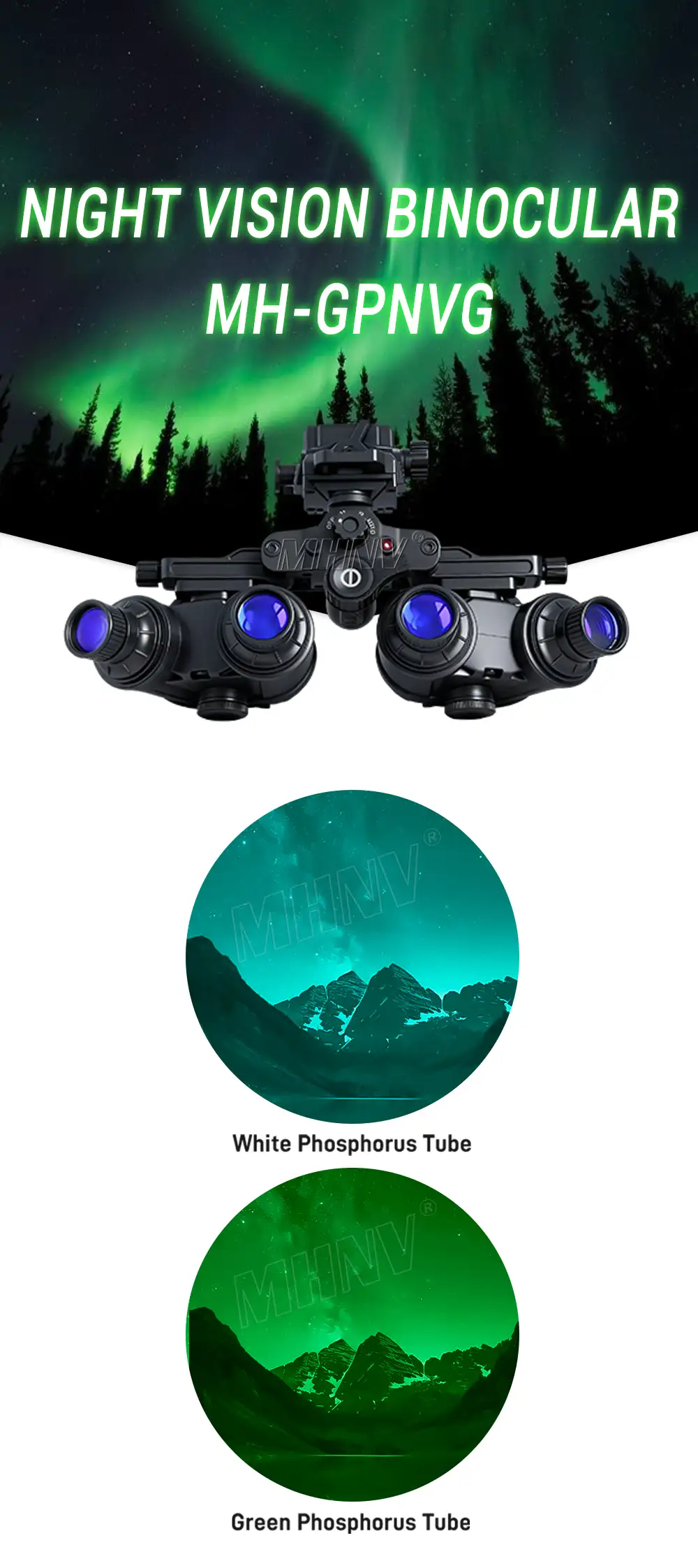 MHNV® MH-GPNVG,MH-GPNVG 18,Four Eyes 4 Tubes,Night Vision Goggles Foldable,Ground Panoramic