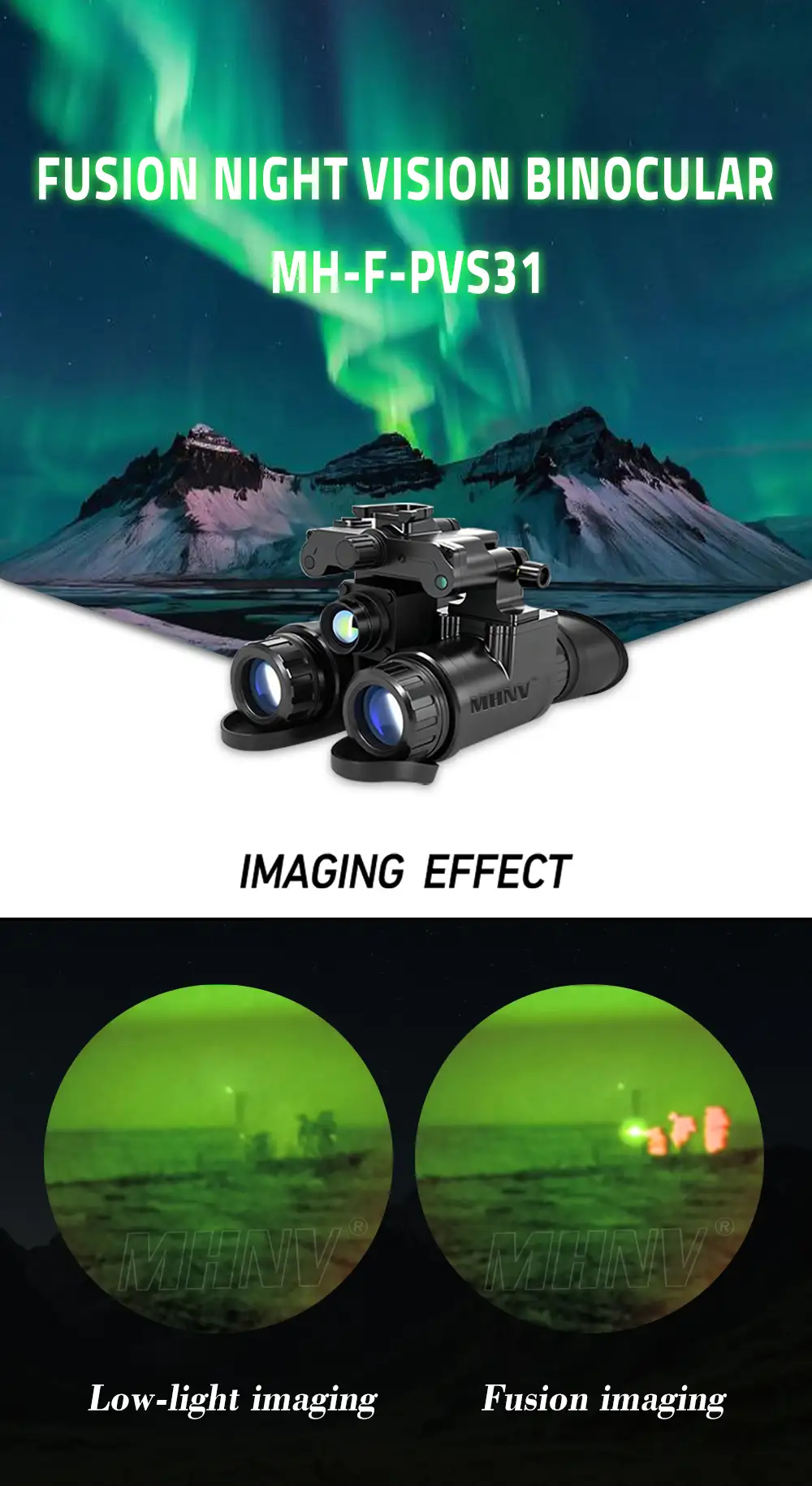 MHNV® F-PVS31 MX10769 Handheld Portable Thermal Imaging Sensor Fusion Night Vision Thermal Binoculars