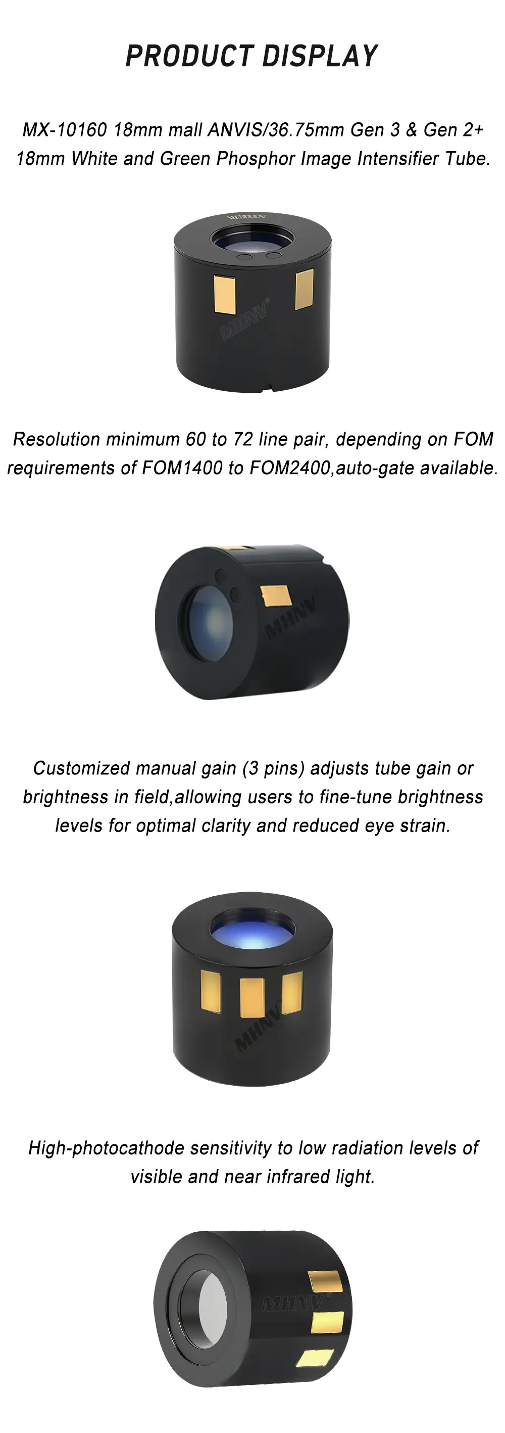MHNV® | FOM 1600 White Phoshor image intensifier tube | Image Intensifier Tube