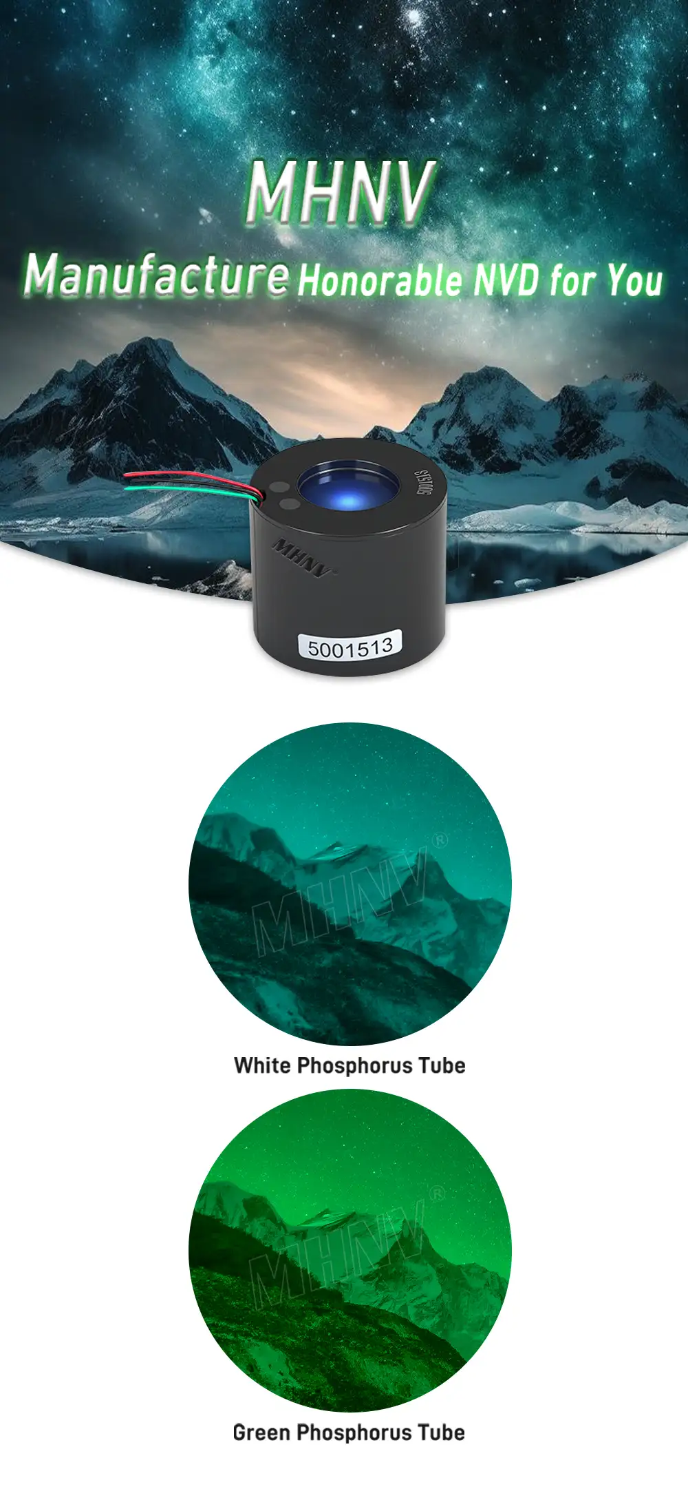 MHNV® | FOM 2000 White Phosphor image intensifier tube | Image Intensifier Tube